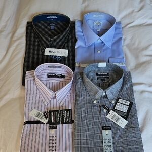 Men's Dress Shirt Bundle - Black, Light Blue, Pink, Gray.  Men's Big/Tall